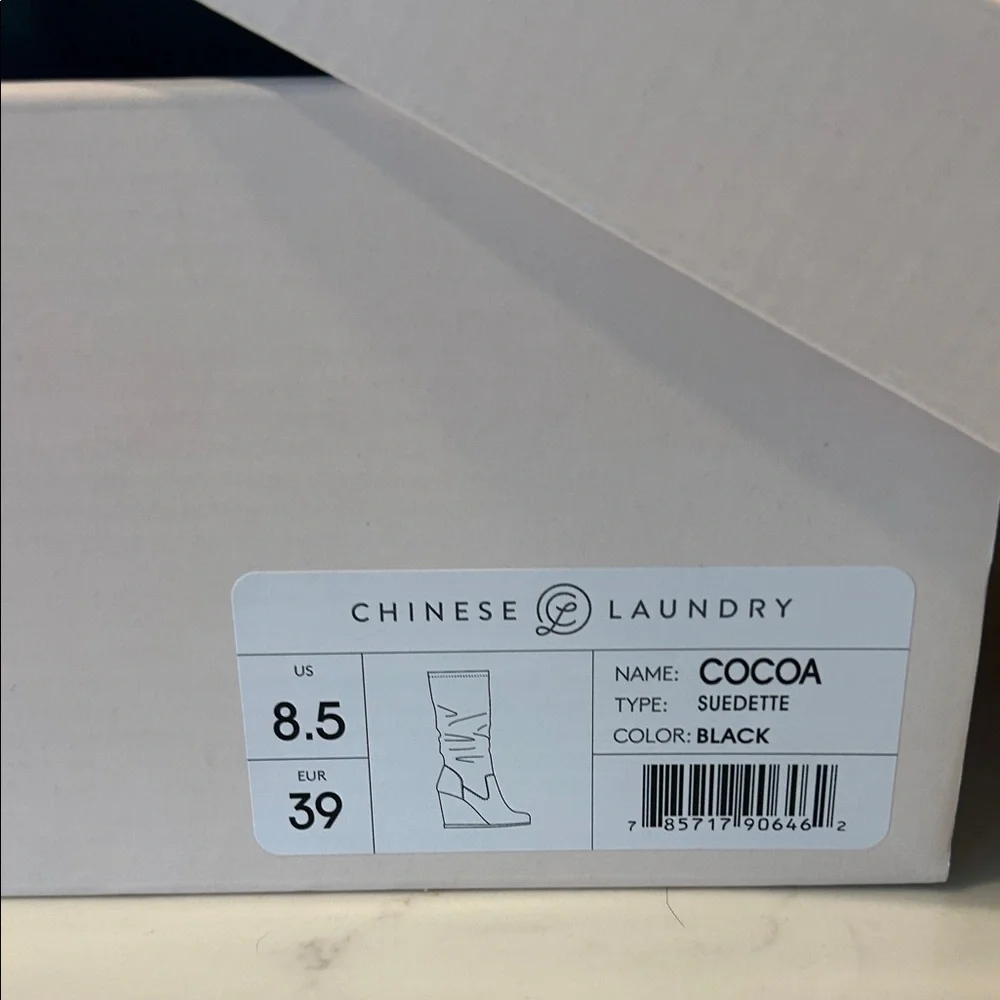 Chinese Laundry Black Over-the-Knee Wedge Boots